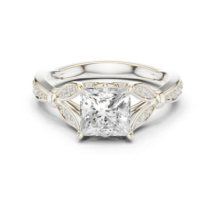 Princess Lab Grown Diamond Side-Stone Engagement Ring