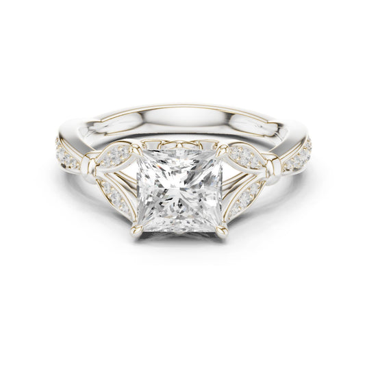 Princess Lab Grown Diamond Side-Stone Engagement Ring
