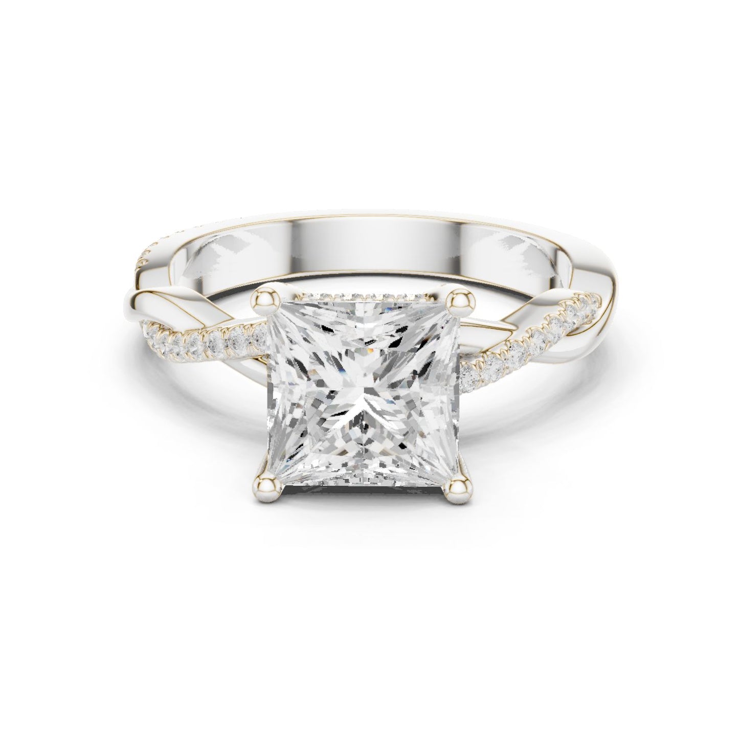 Princess Lab Grown Diamond Side-Stone Engagement Ring