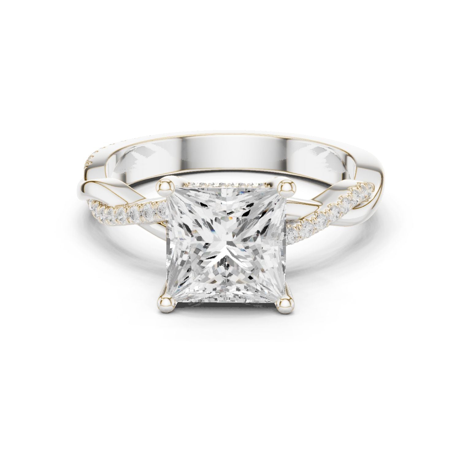 Princess Lab Grown Diamond Side-Stone Engagement Ring