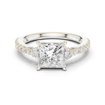 Princess Lab Grown Diamond Side-Stone Engagement Ring