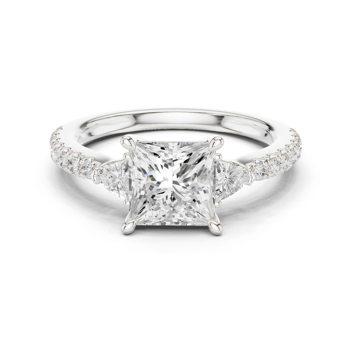Princess Lab Grown Diamond Side-Stone Engagement Ring