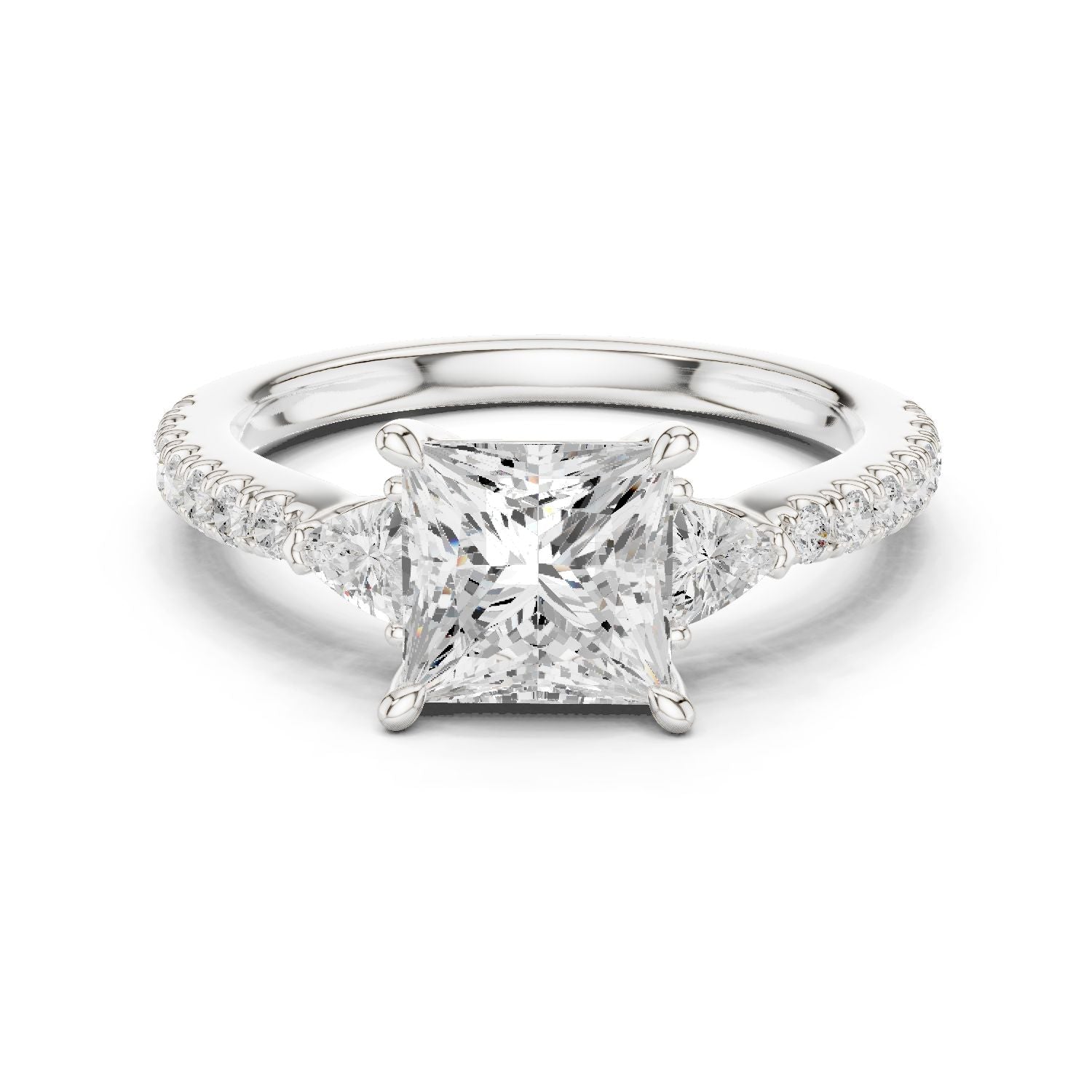 Princess Lab Grown Diamond Side-Stone Engagement Ring