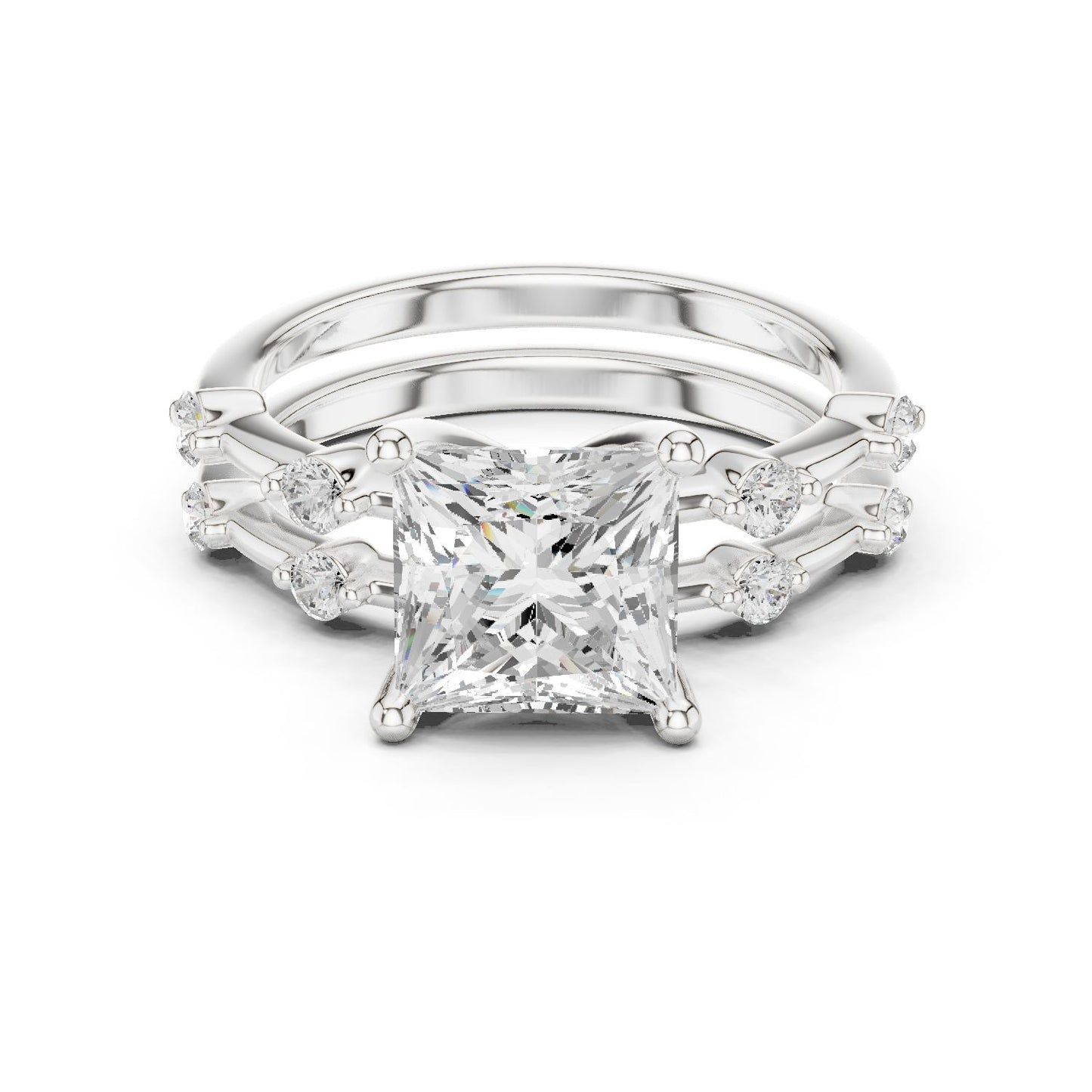 Princess Lab Grown Diamond Side-Stone Engagement Ring