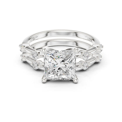 Princess Lab Grown Diamond Side-Stone Engagement Ring
