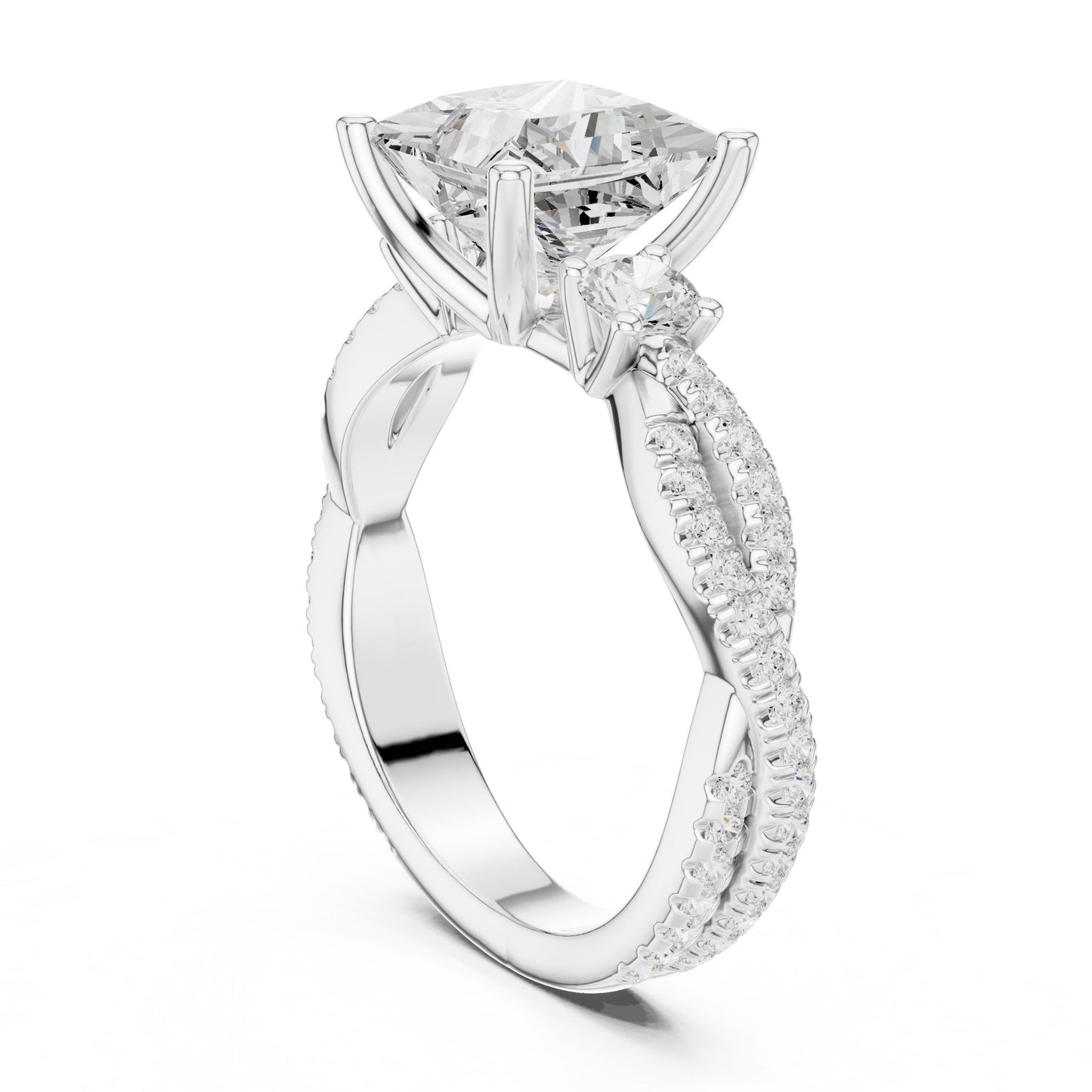Princess Lab Grown Diamond Side-Stone Engagement Ring