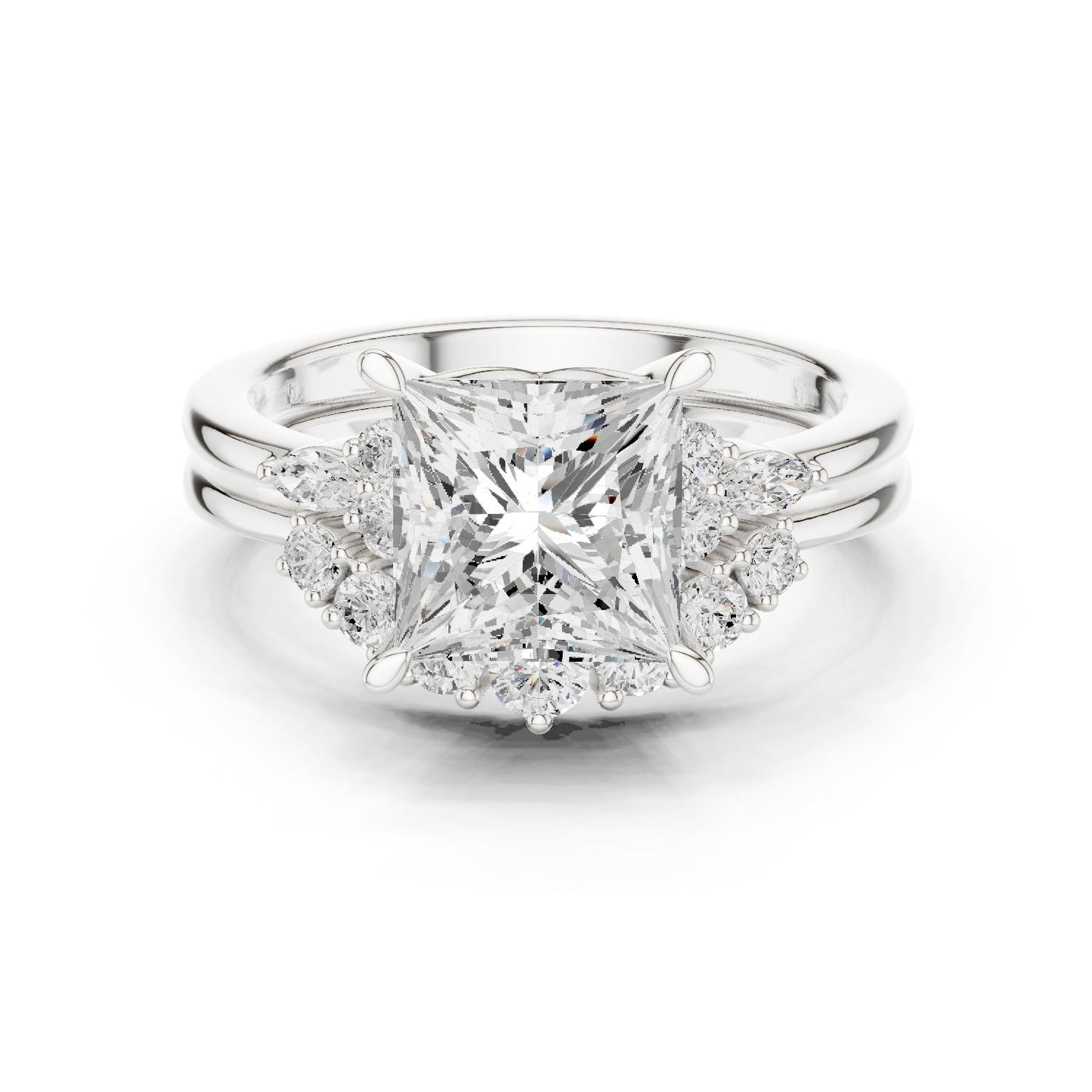 Princess Lab Grown Diamond Side-Stone Engagement Ring
