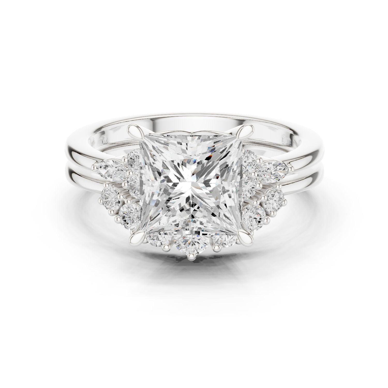 Princess Lab Grown Diamond Side-Stone Engagement Ring