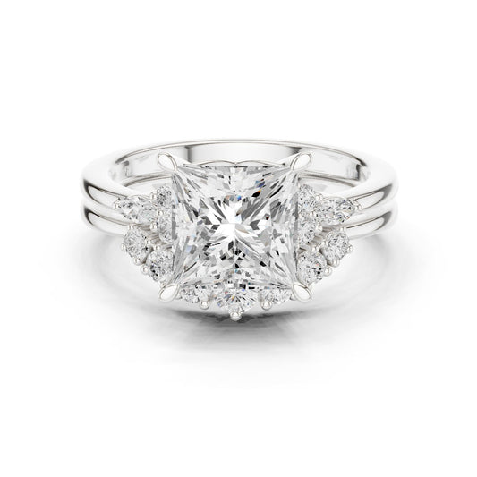 Princess Lab Grown Diamond Side-Stone Engagement Ring