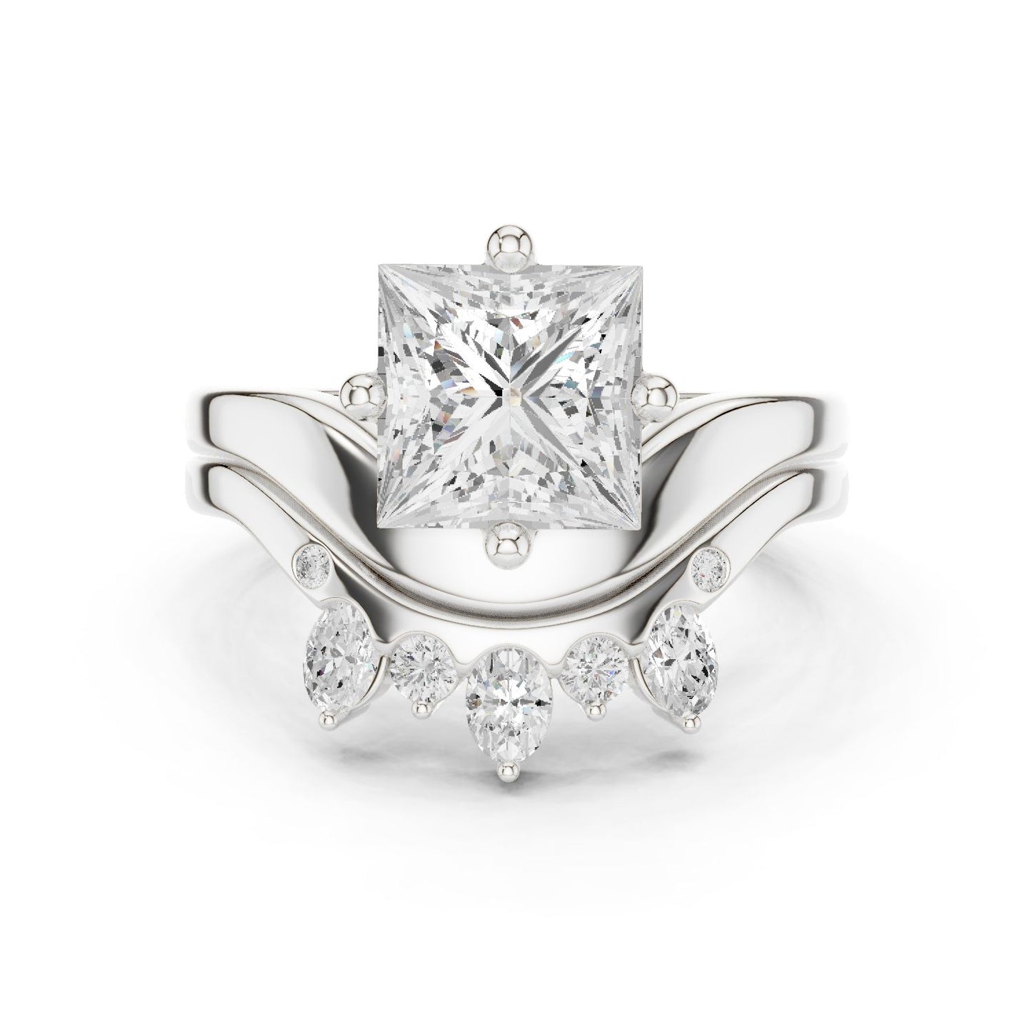 Princess Lab Grown Diamond Side-Stone Engagement Ring
