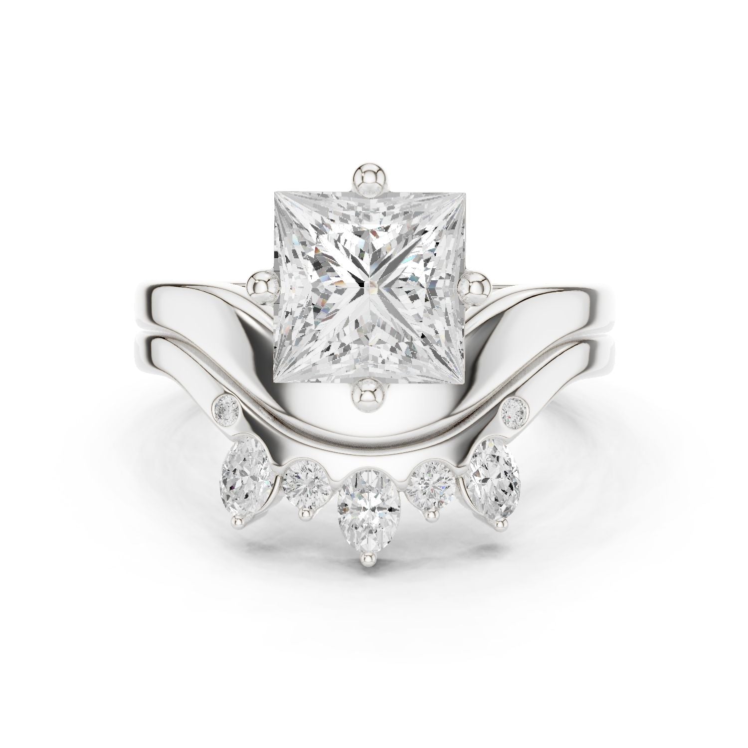 Princess Lab Grown Diamond Side-Stone Engagement Ring