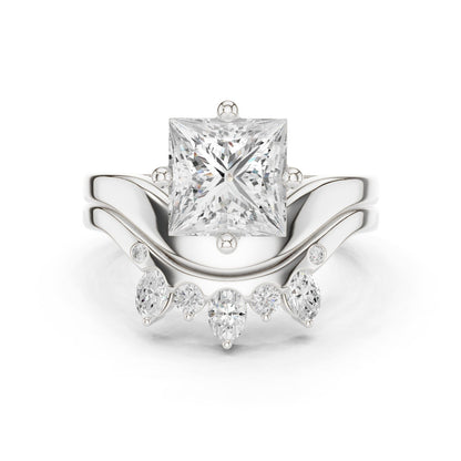 Princess Lab Grown Diamond Side-Stone Engagement Ring