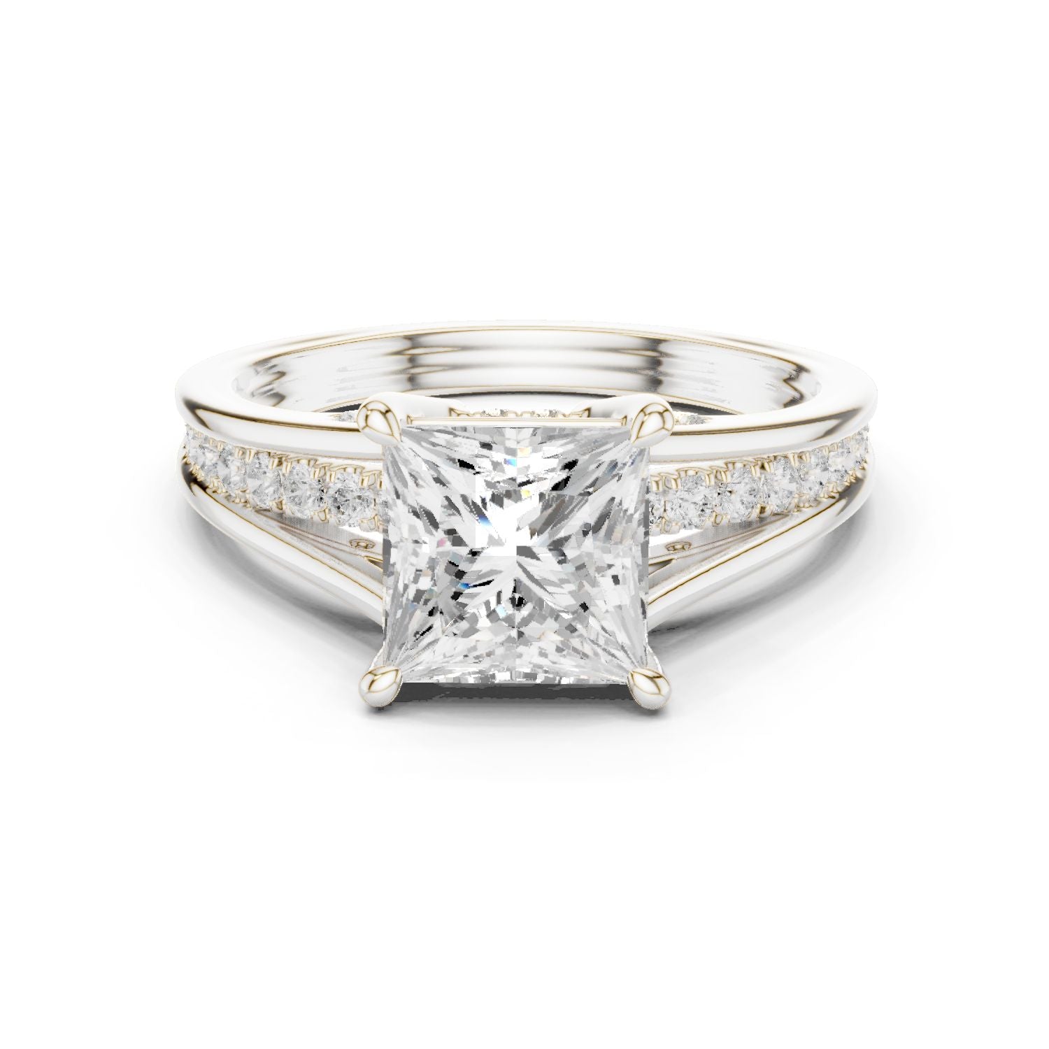 Princess Lab Grown Diamond Side-Stone Engagement Ring