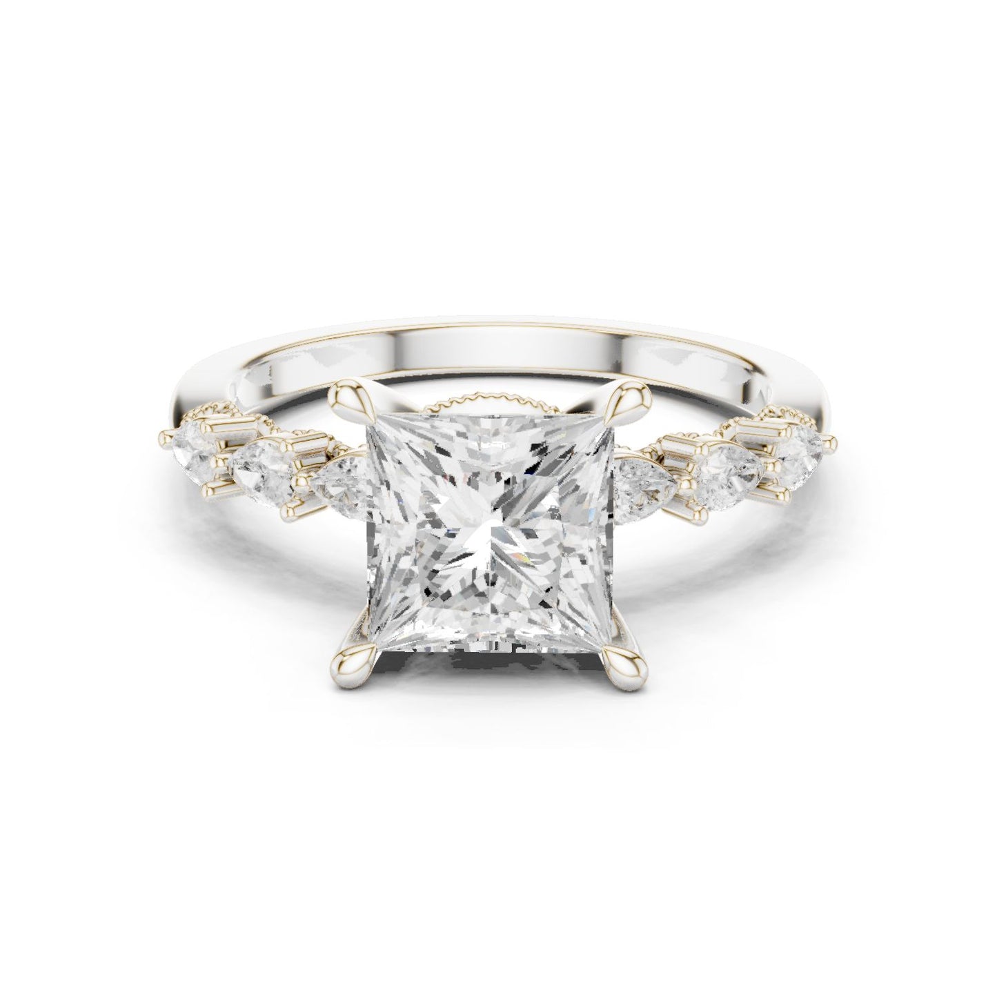 Princess Lab Grown Diamond Side-Stone Engagement Ring