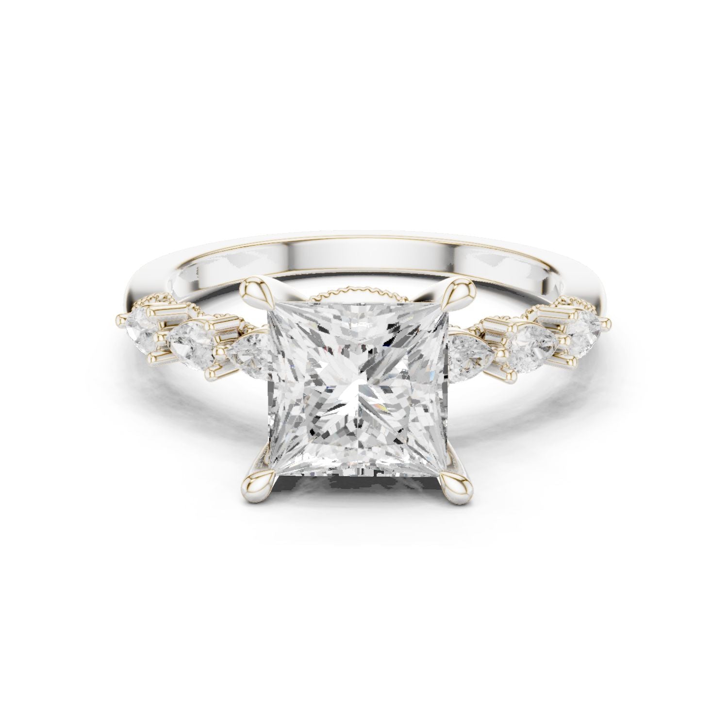 Princess Lab Grown Diamond Side-Stone Engagement Ring