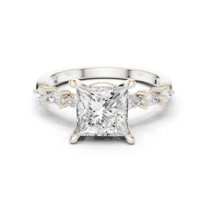 Princess Lab Grown Diamond Side-Stone Engagement Ring