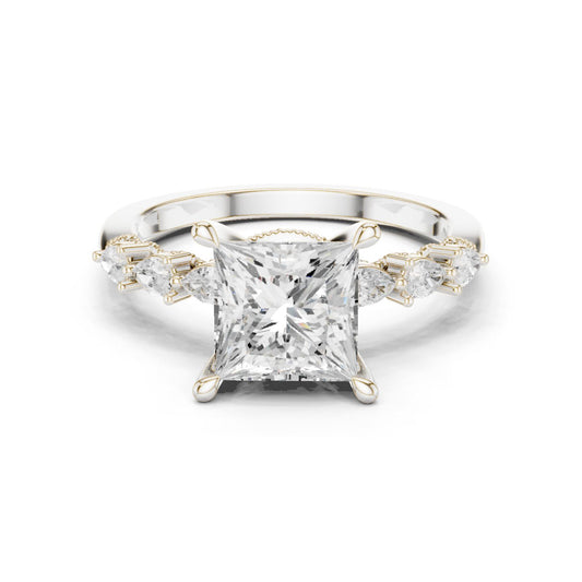Princess Lab Grown Diamond Side-Stone Engagement Ring