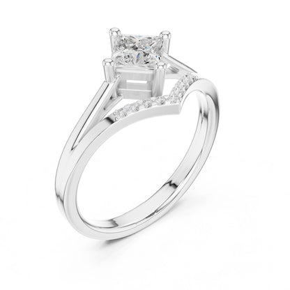 Princess Lab Grown Diamond Side-Stone Engagement Ring