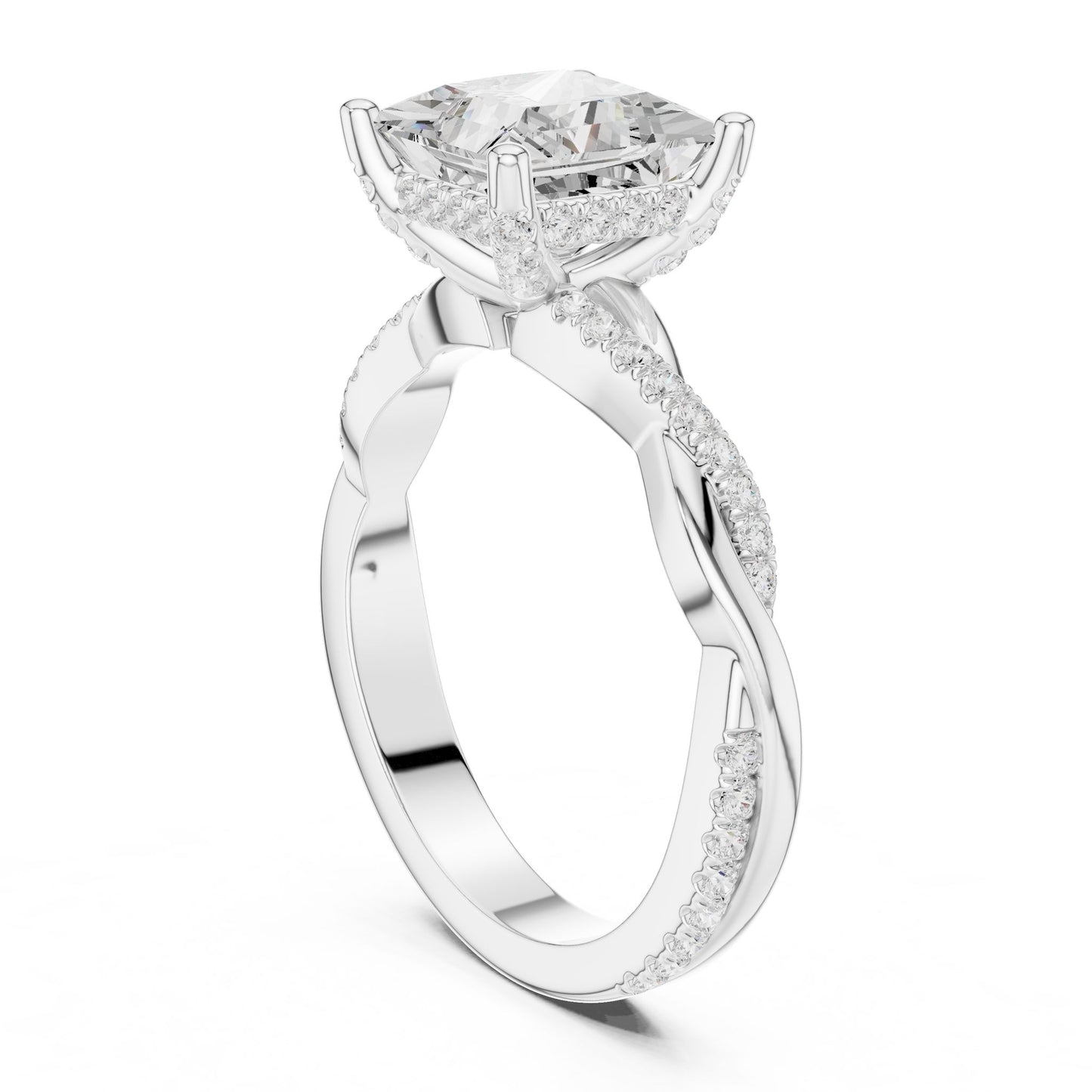 Princess Lab Grown Diamond Side-Stone Engagement Ring