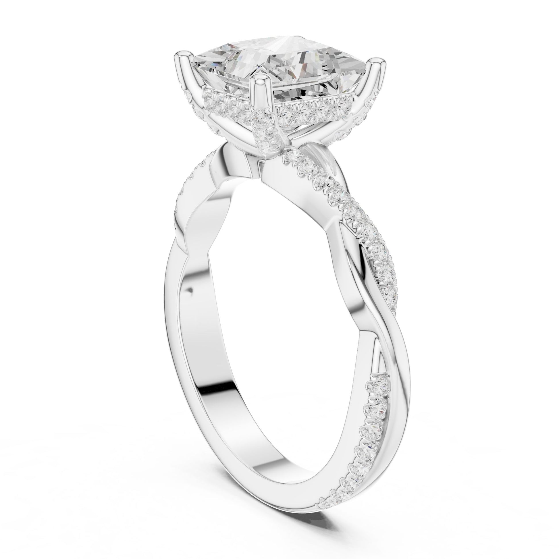 Princess Lab Grown Diamond Side-Stone Engagement Ring