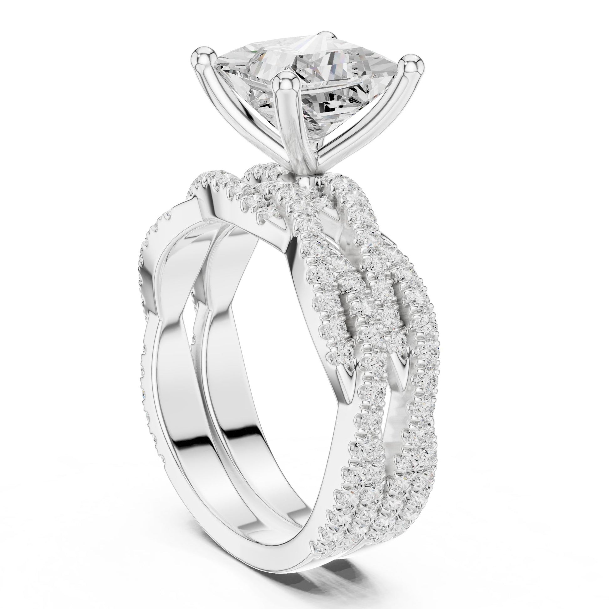 Princess Lab Grown Diamond Side-Stone Engagement Ring