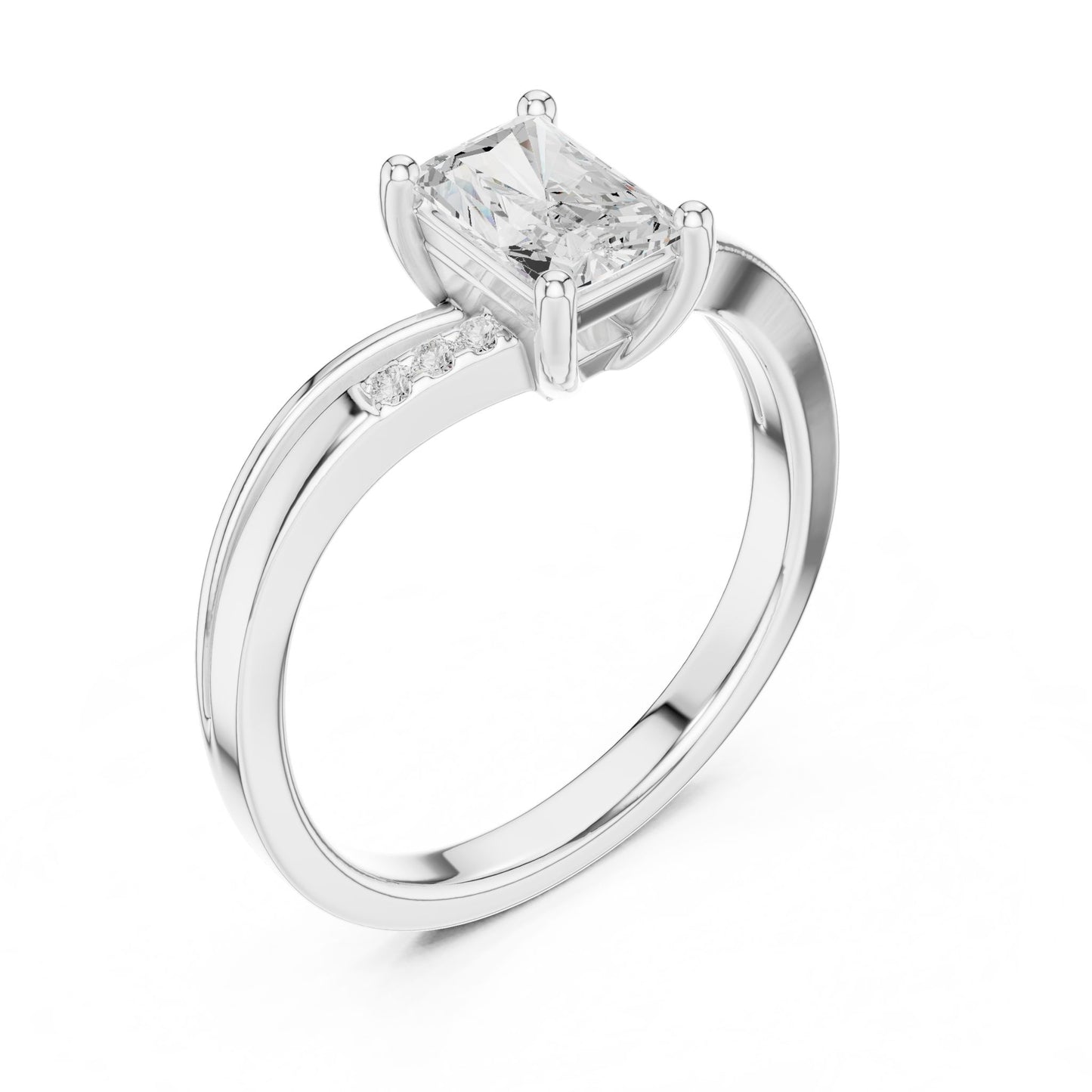 Princess Lab Grown Diamond Side-Stone Engagement Ring