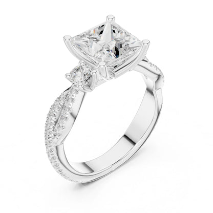 Princess Lab Grown Diamond Side-Stone Engagement Ring