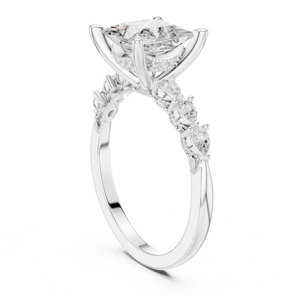 Princess Lab Grown Diamond Side-Stone Engagement Ring