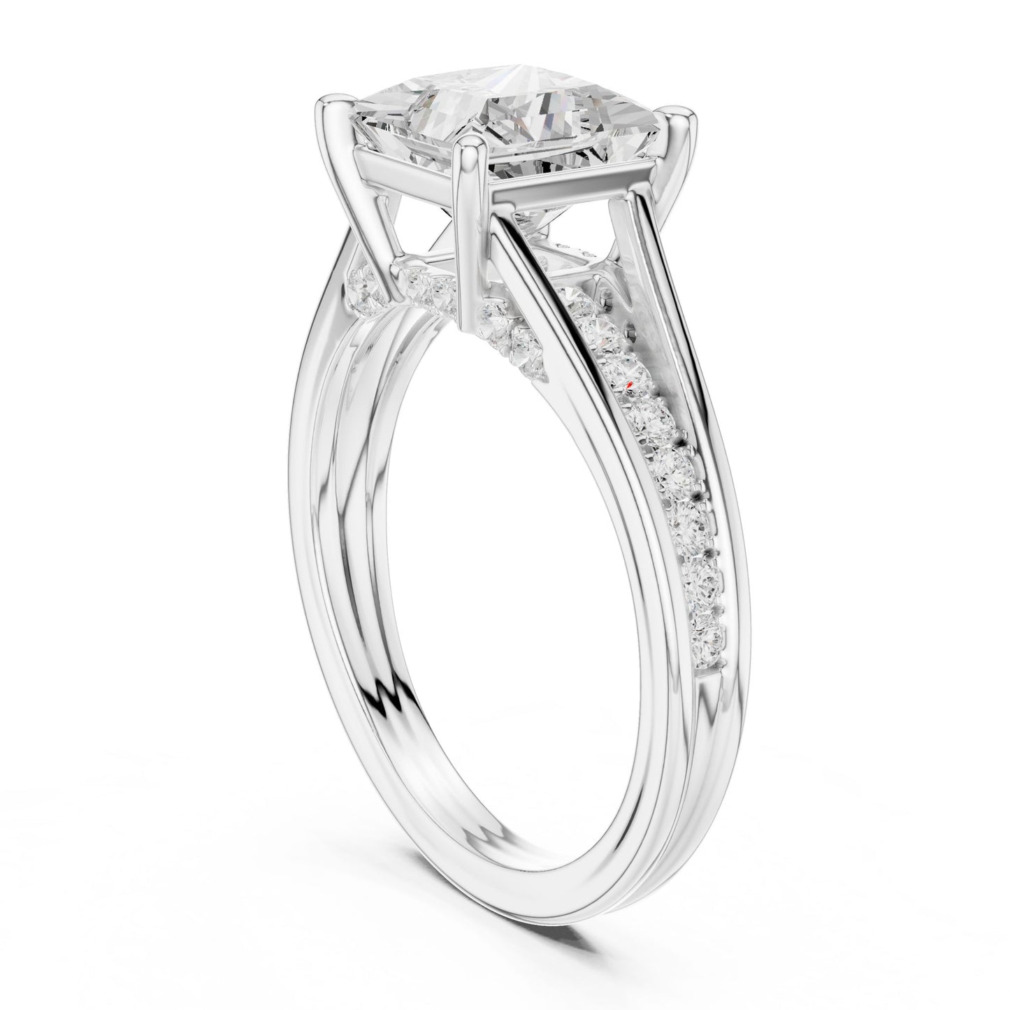 Princess Lab Grown Diamond Side-Stone Engagement Ring