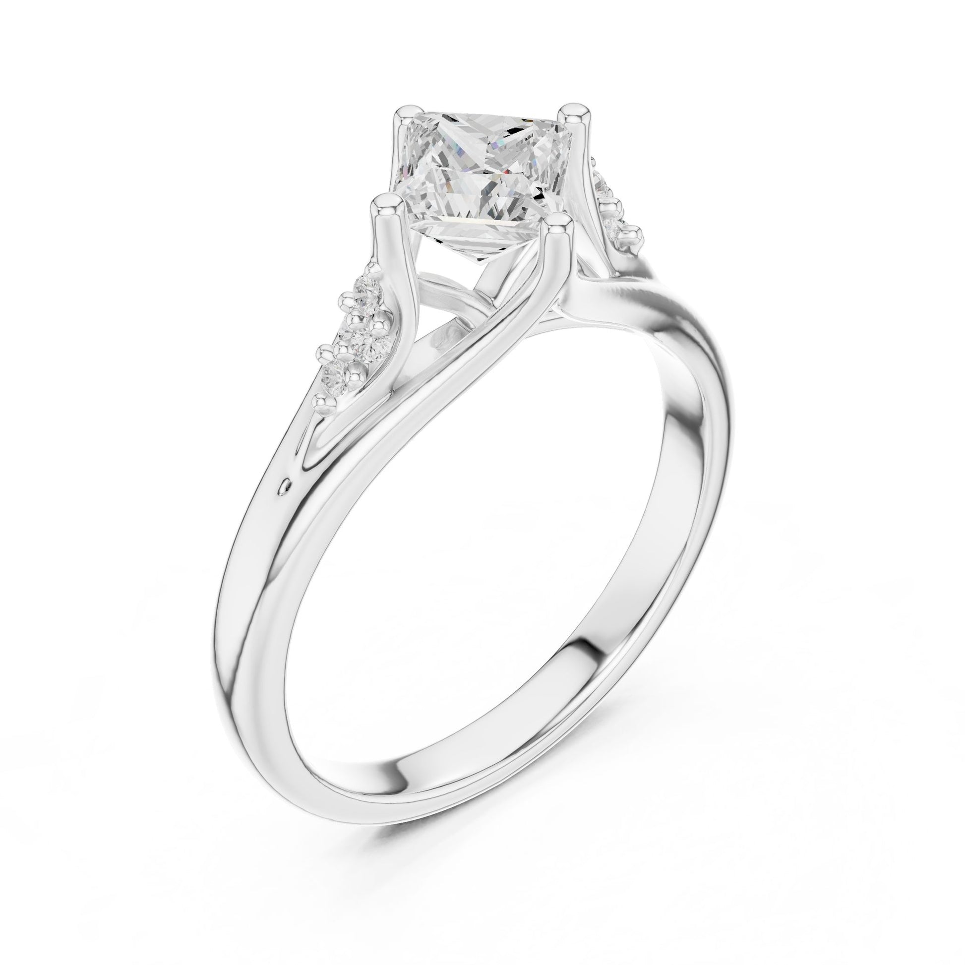 Princess Lab Grown Diamond Side-Stone Engagement Ring