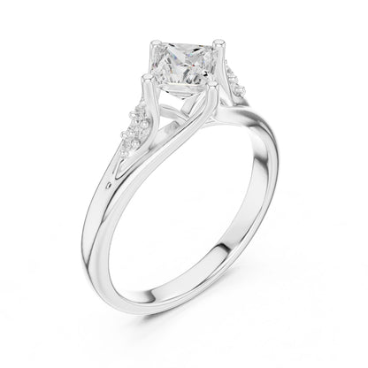 Princess Lab Grown Diamond Side-Stone Engagement Ring