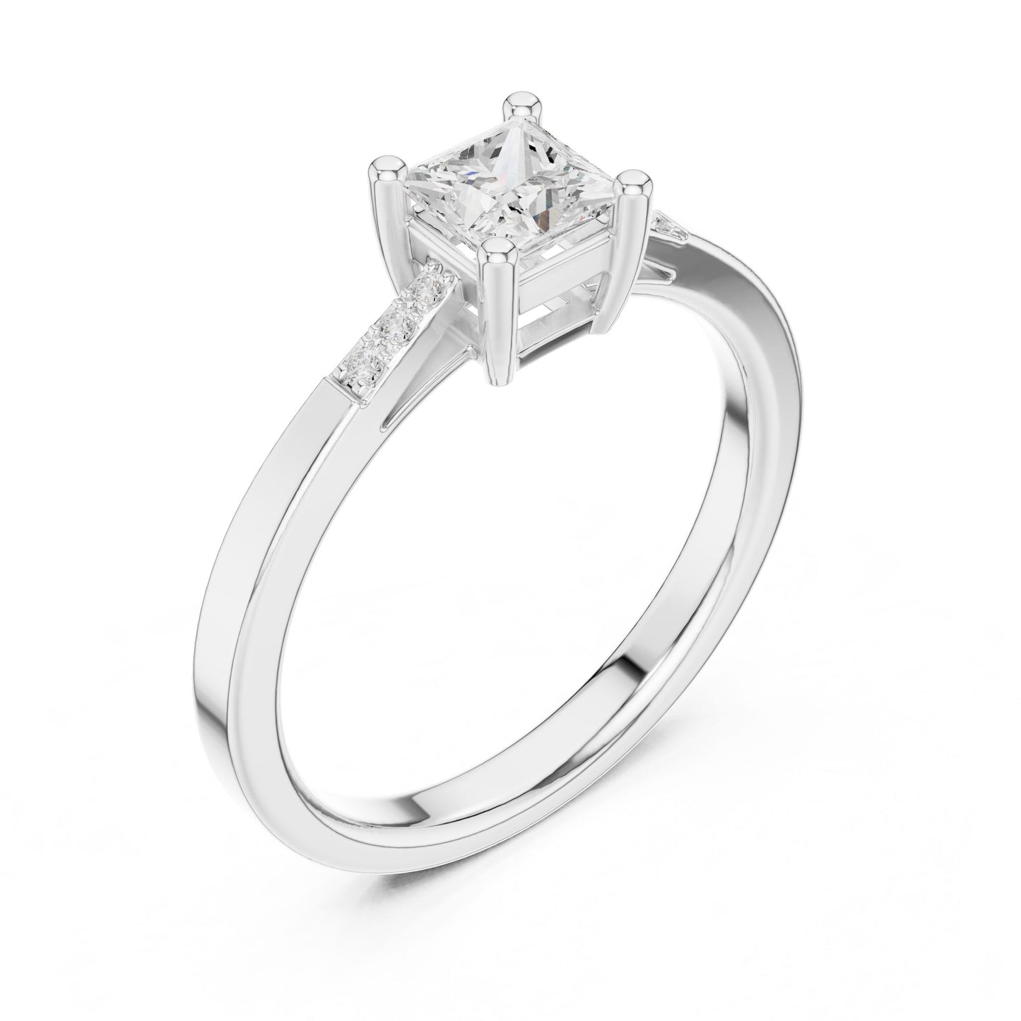 Princess Lab Grown Diamond Side-Stone Engagement Ring