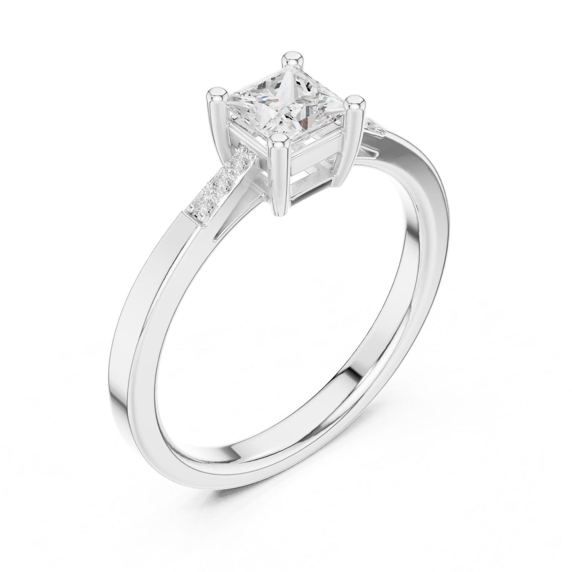Princess Lab Grown Diamond Side-Stone Engagement Ring
