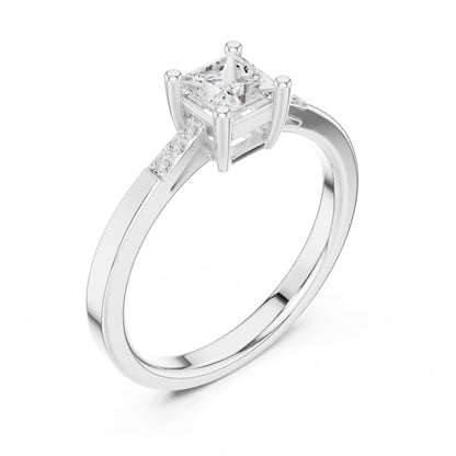 Princess Lab Grown Diamond Side-Stone Engagement Ring