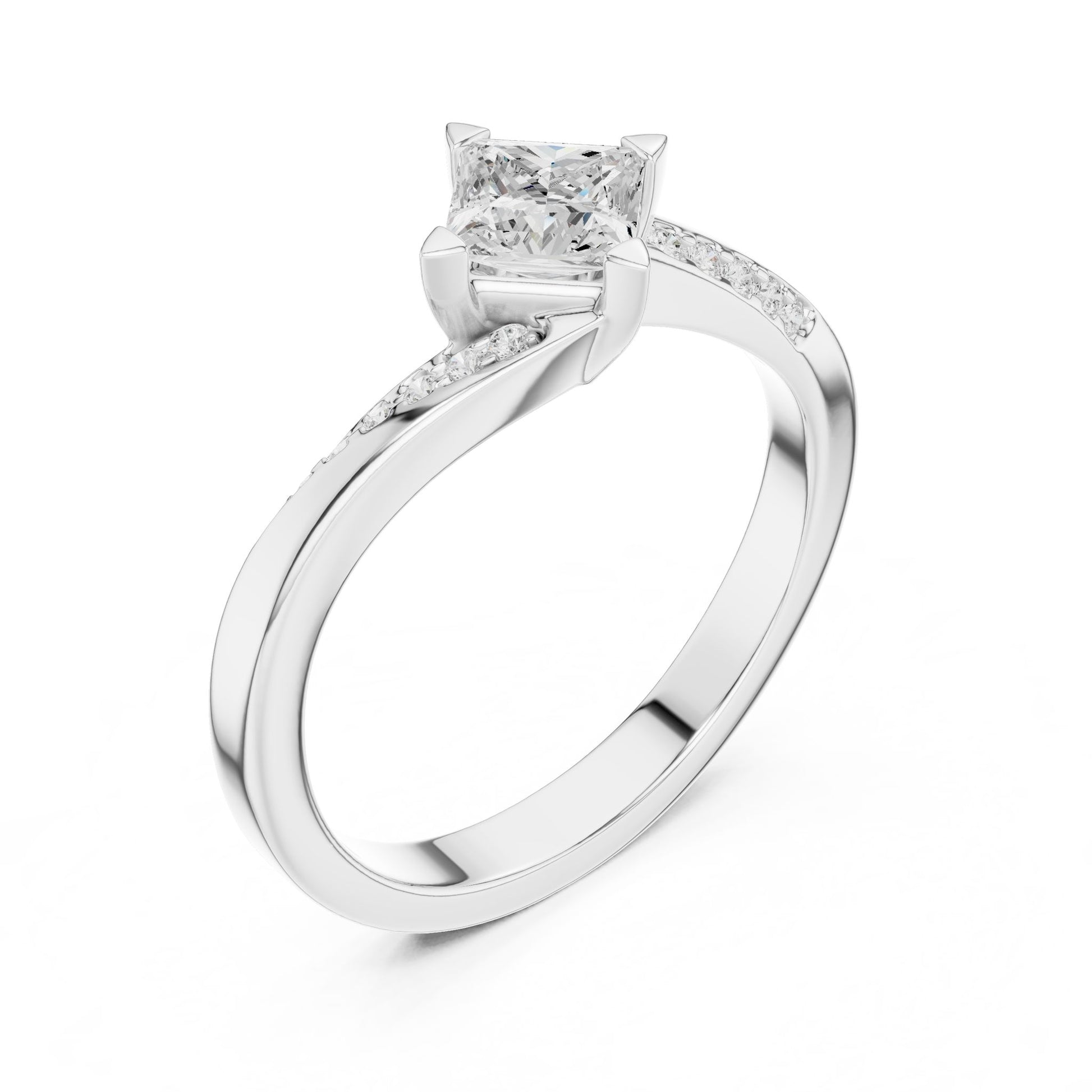 Princess Lab Grown Diamond Side-Stone Engagement Ring