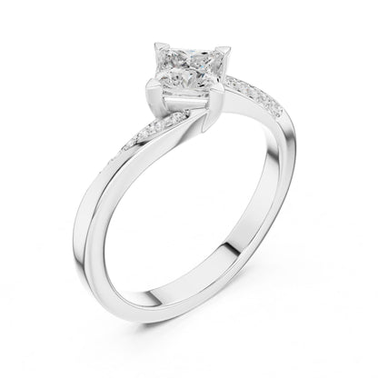 Princess Lab Grown Diamond Side-Stone Engagement Ring