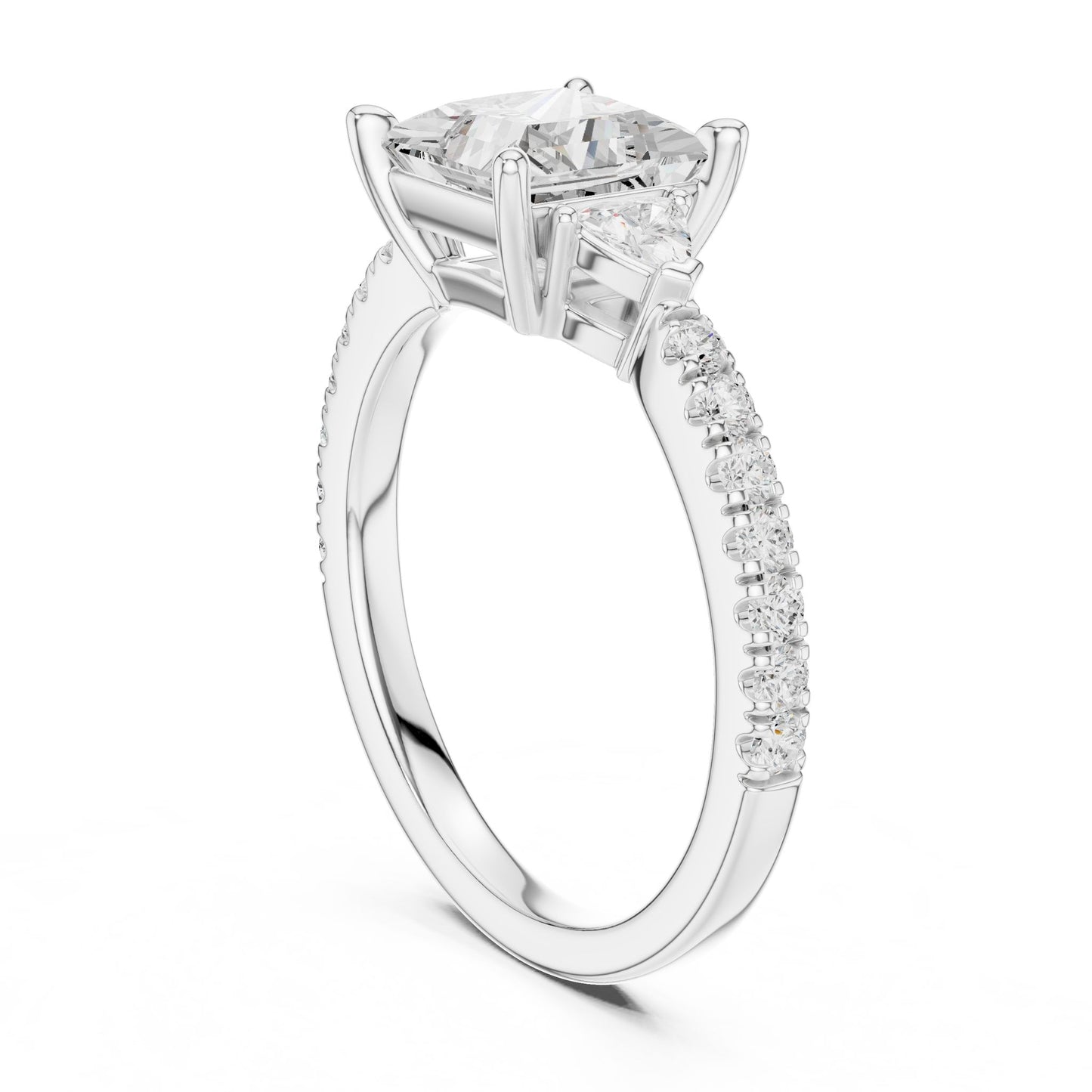 Princess Lab Grown Diamond Side-Stone Engagement Ring