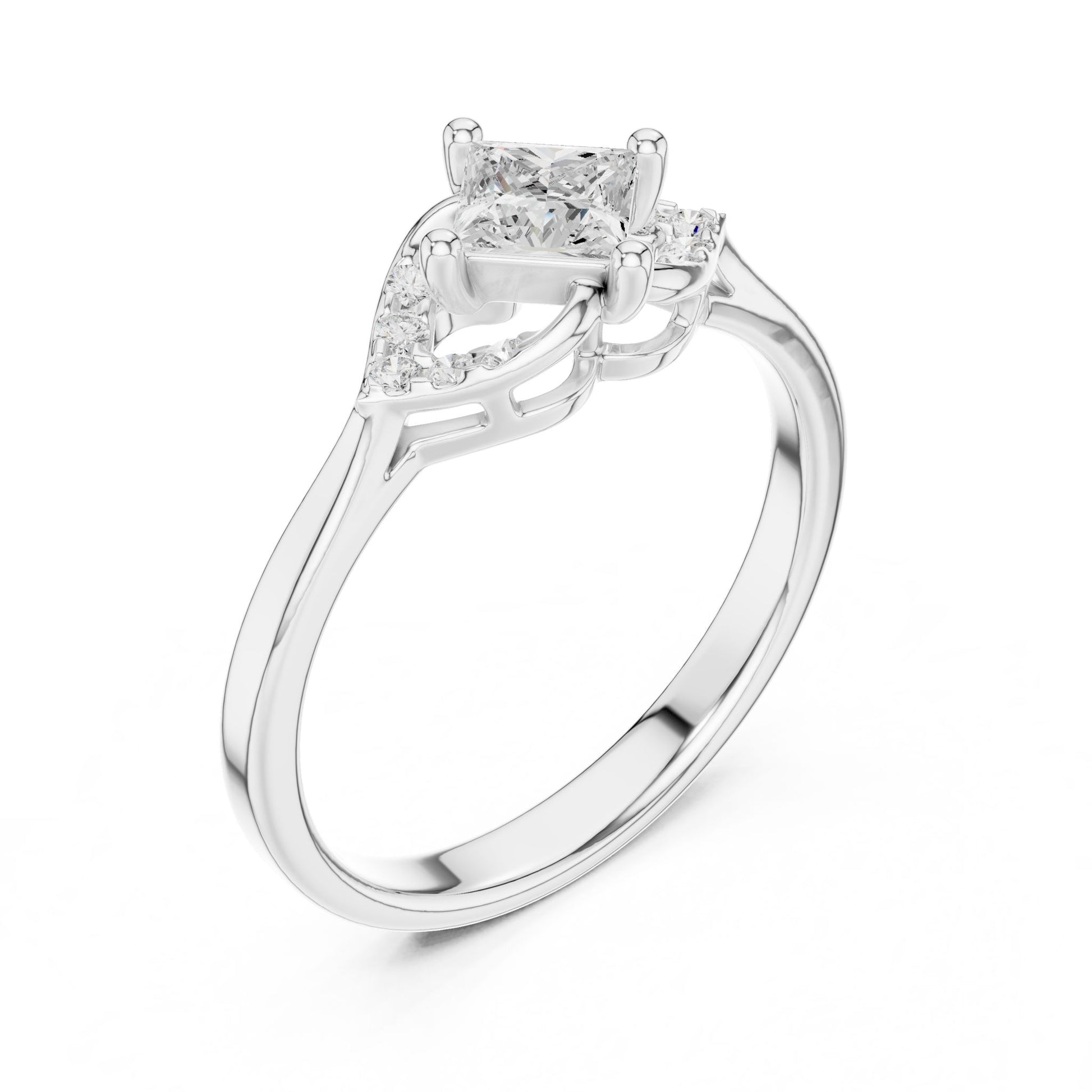 Princess Lab Grown Diamond Side-Stone Engagement Ring
