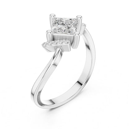 Princess Lab Grown Diamond Side-Stone Engagement Ring