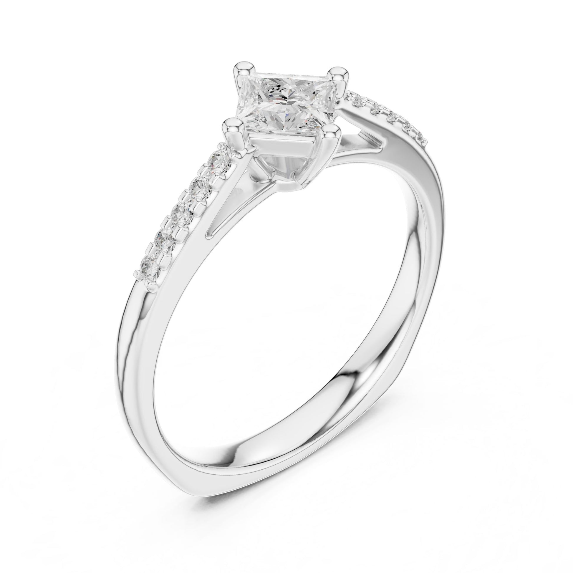 Princess Lab Grown Diamond Side-Stone Engagement Ring