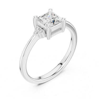 Princess Lab Grown Diamond Side-Stone Engagement Ring
