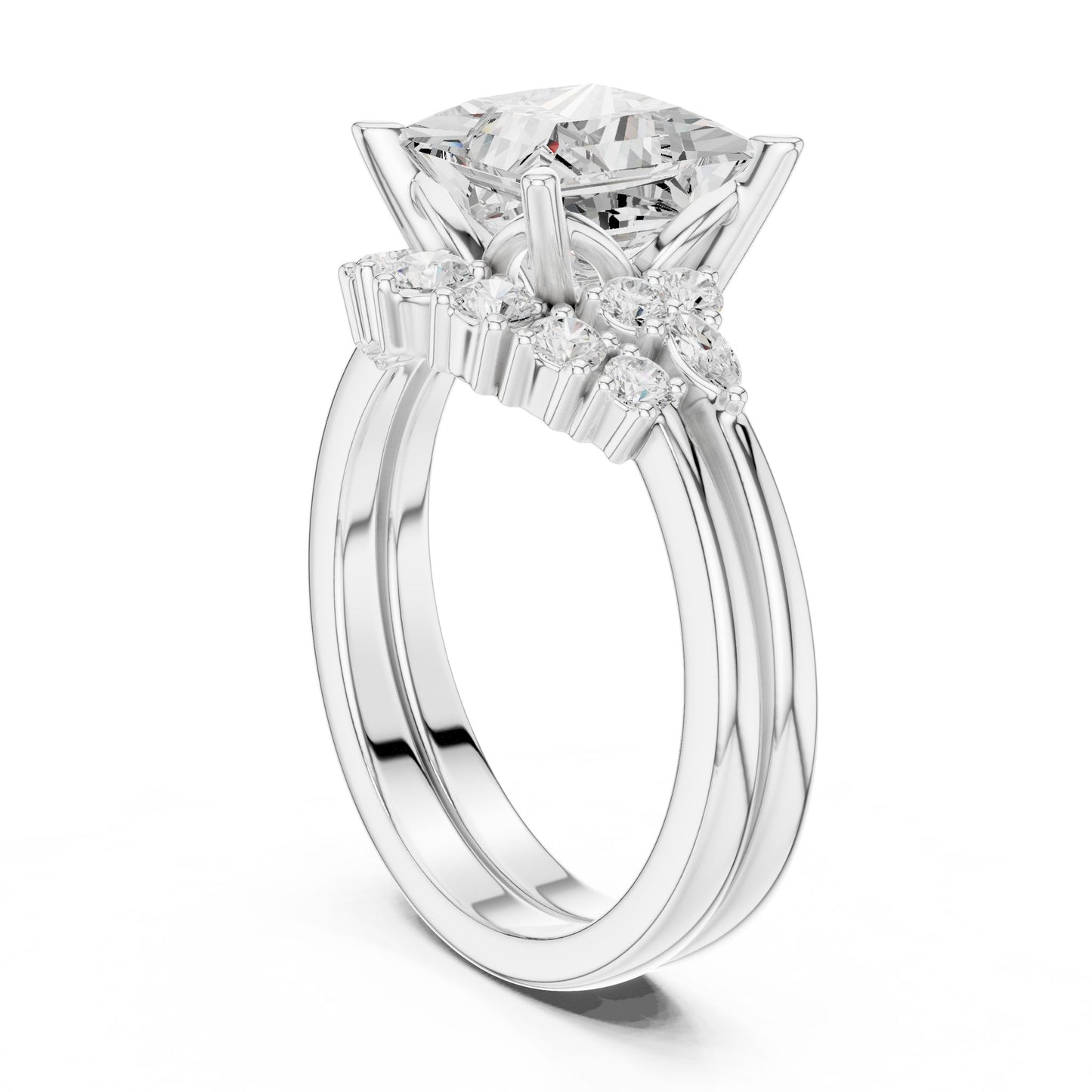 Princess Lab Grown Diamond Side-Stone Engagement Ring