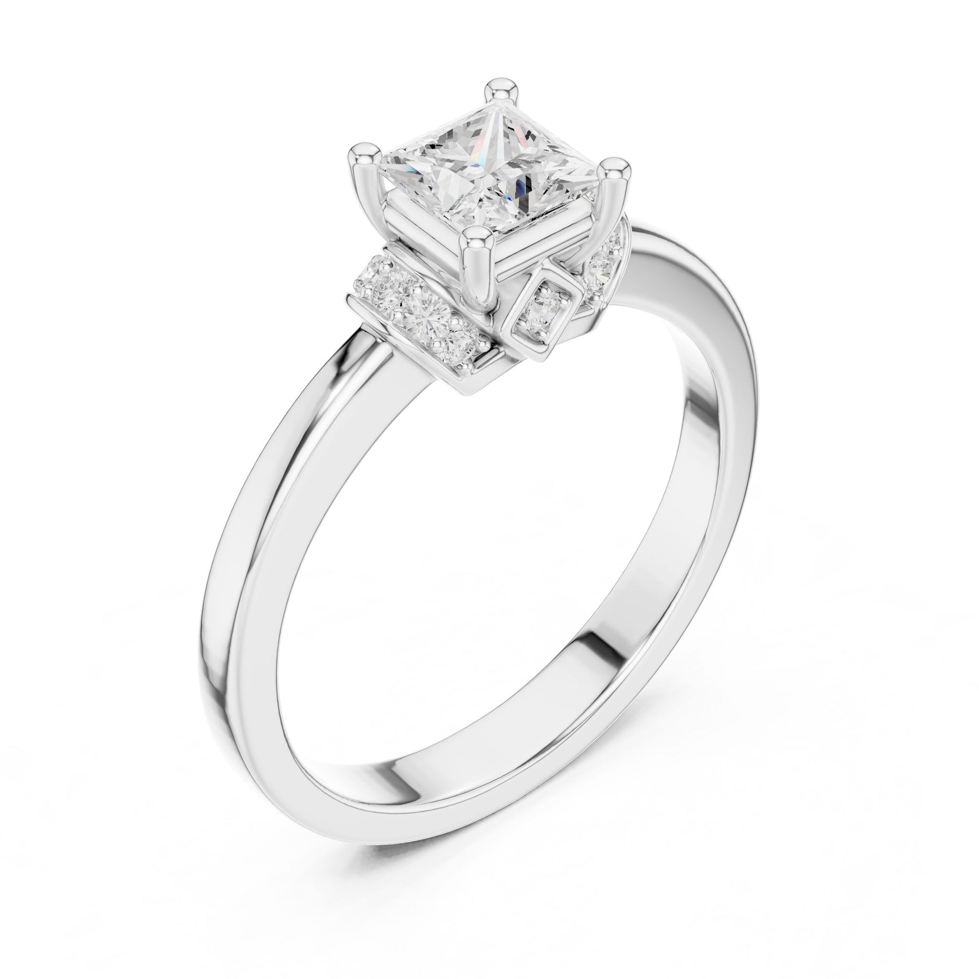 Princess Lab Grown Diamond Side-Stone Engagement Ring