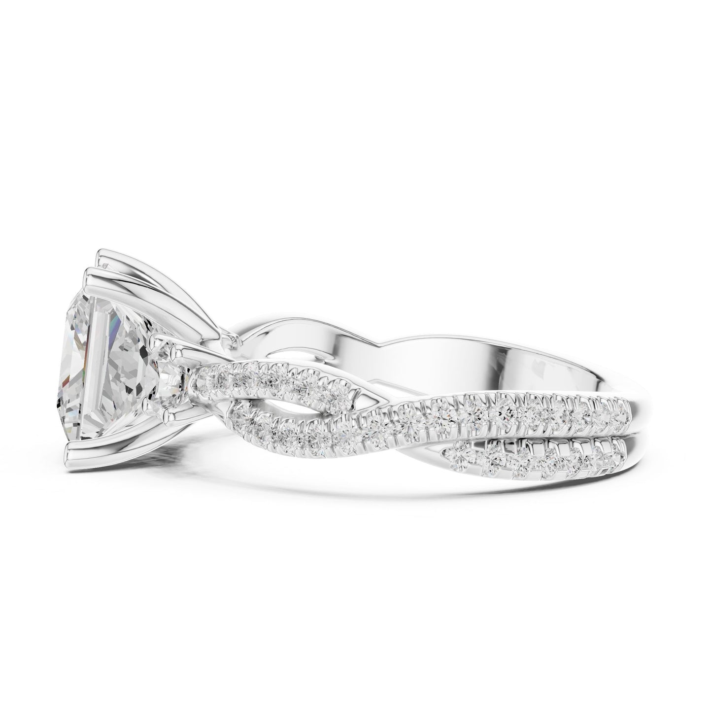 Princess Lab Grown Diamond Side-Stone Engagement Ring