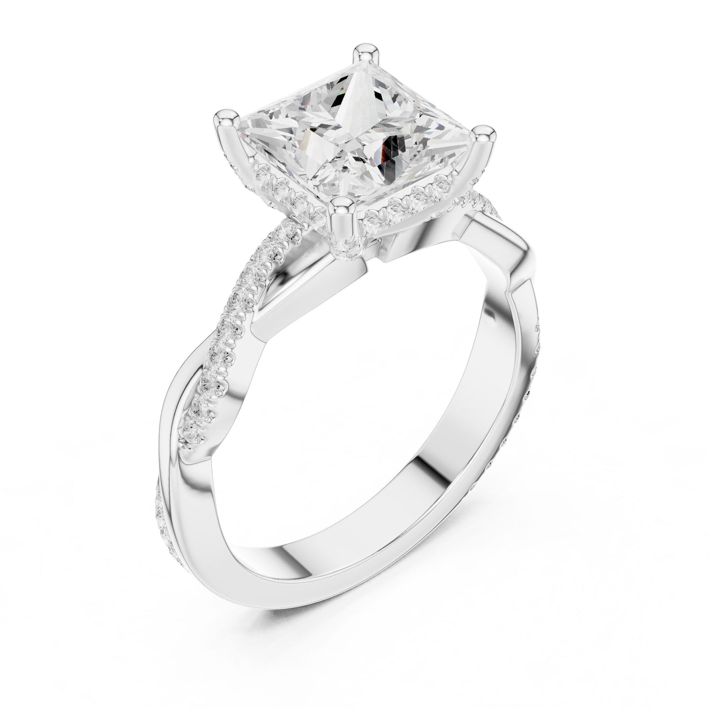 Princess Lab Grown Diamond Side-Stone Engagement Ring