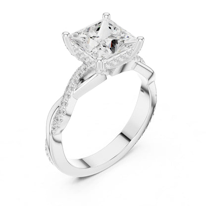 Princess Lab Grown Diamond Side-Stone Engagement Ring