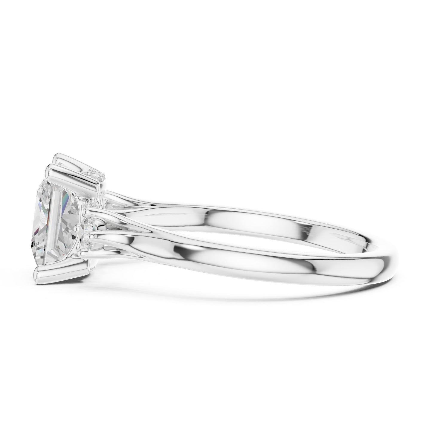 Princess Lab Grown Diamond Side-Stone Engagement Ring