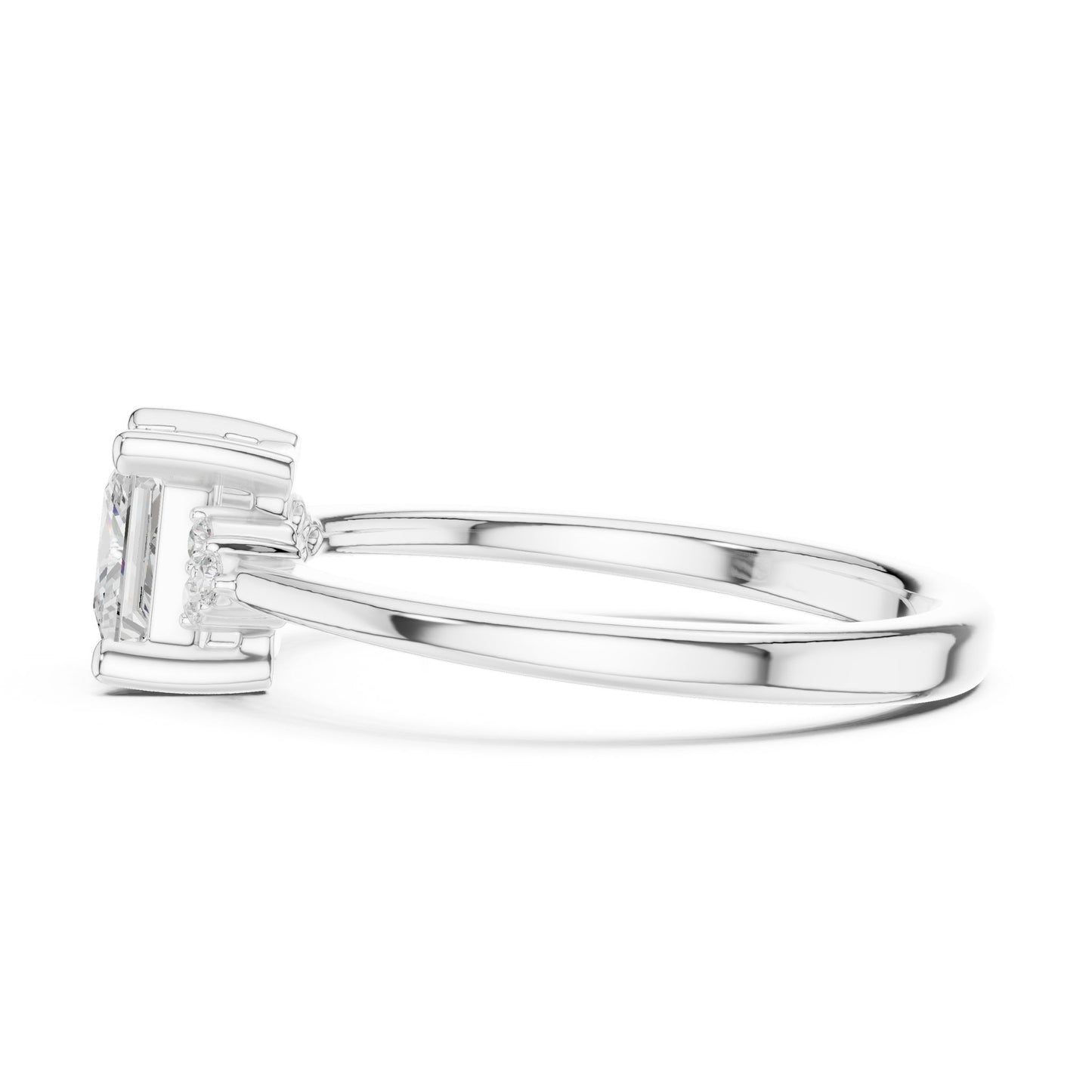 Princess Lab Grown Diamond Side-Stone Engagement Ring