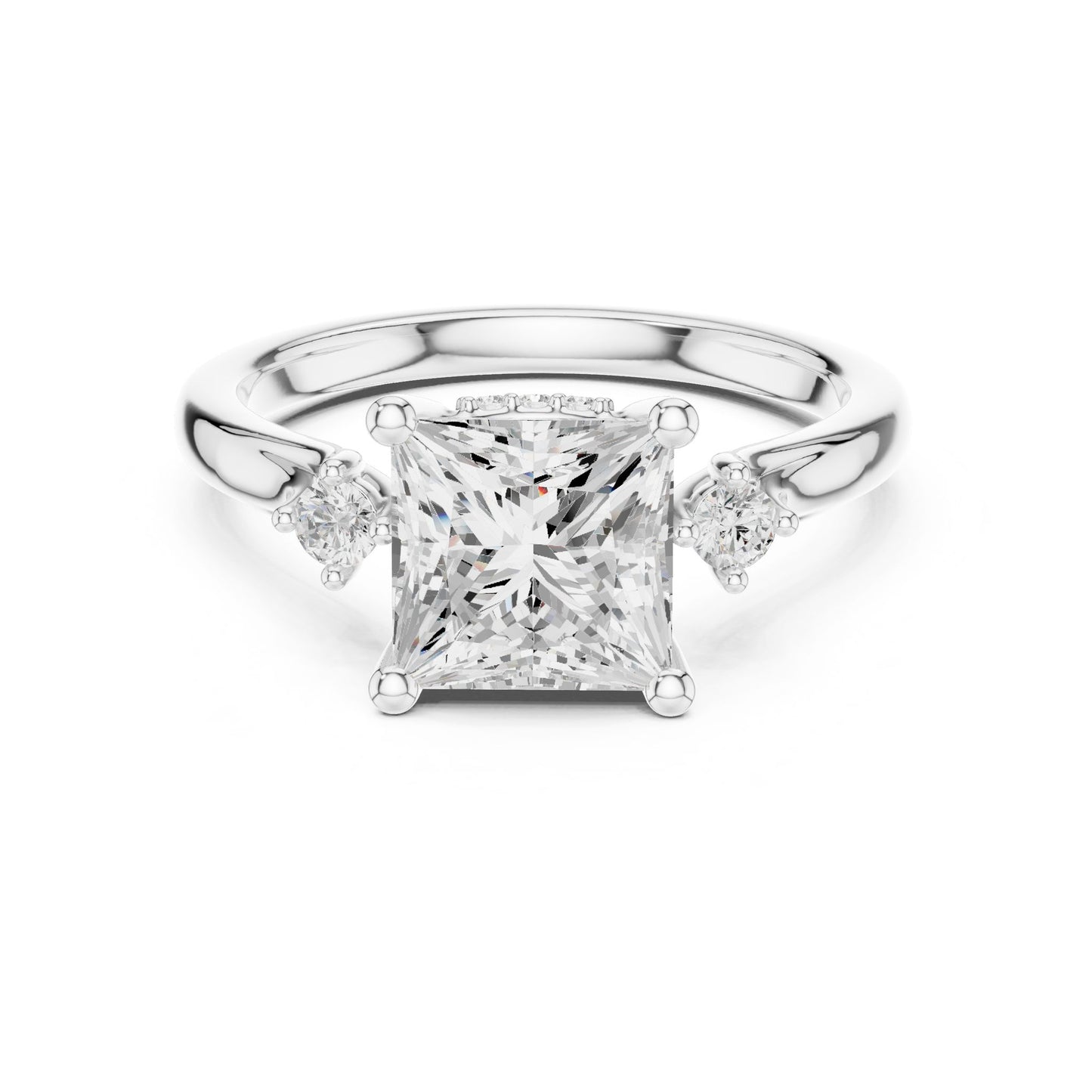 Princess Lab Grown Diamond Side-Stone Engagement Ring