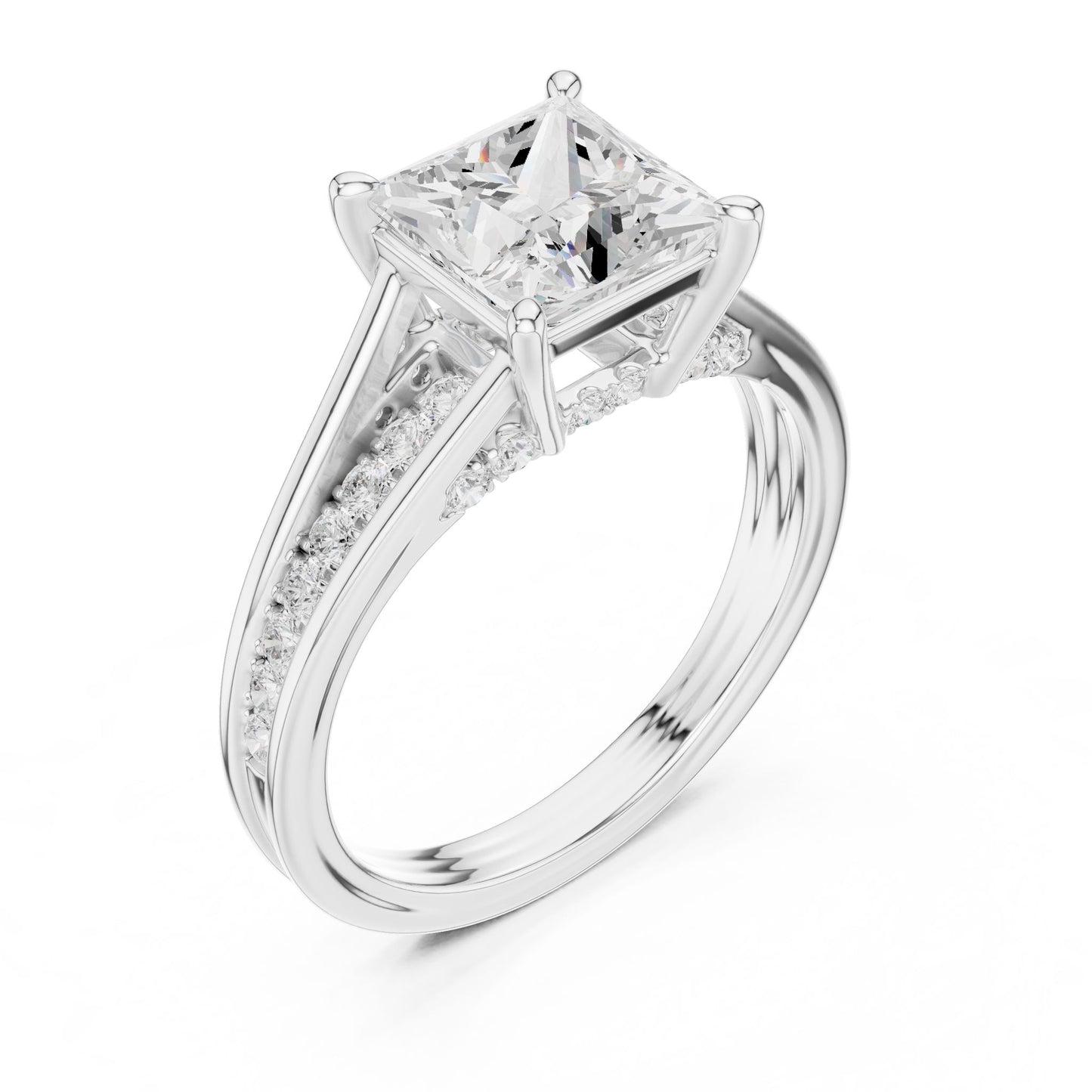 Princess Lab Grown Diamond Side-Stone Engagement Ring